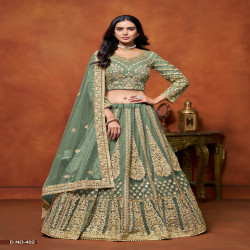 Women's Premium Wedding Net Lehenga Choli with Embroidered Dupatta